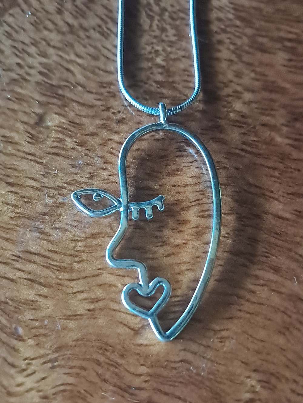 Silver Abstract Face Pendant Necklace - Minimalist Women’s Jewelry